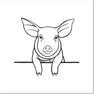 Cute Pig or Piggy Animal Ink Art - animal design - light colors Posters and Art